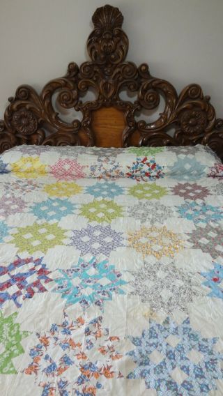 Awesome Vintage Feed Sack Unusual Pattern Quilt Top L73.