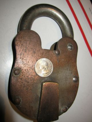 Antique Unknown Maker Huge Steel Padlock In Good No Key 6 3/4 "