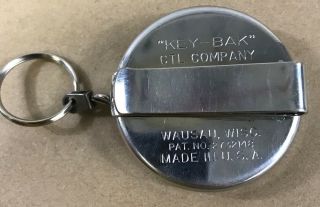 Key - Bak Ctl Company Metal Retractable Belt Key Chain Wausau Wisconsin Vintage D4