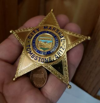 Old Obsolete Tombstone Arizona City Marshal Star Badge Law Enforcement