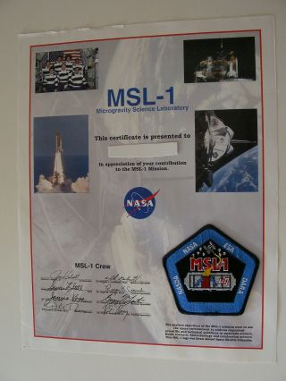 Sts - 83 And/or Sts - 94 Mission Flown Msl - 1 Patch Space Shuttle Columbia 1997
