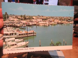 Vintage Old Postcard Florida Clearwater Beach Gulf Of Mexico Marina Yacht Basin