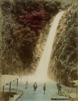 RARE ALBUMEN JAPAN 1880 ' s LOWER WATERFALL AND VIEW OF KOBE 2