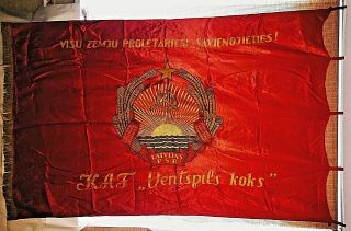 LARGE authentic russian SOVIET propaganda USSR CCCP LENIN red banner FLAG 2