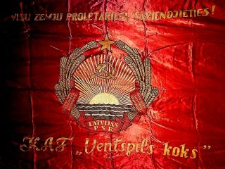LARGE authentic russian SOVIET propaganda USSR CCCP LENIN red banner FLAG 7