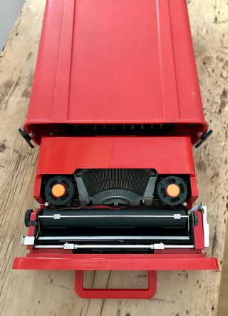 Olivetti Red Valentine Ettore Sottsass Typewriter W/ Case,  brush case 2