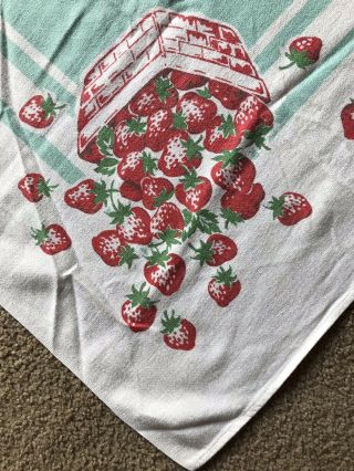 Vintage Country Kitchen Cotton Tablecloth 45” X 45” - Strawberries - No Holes 2