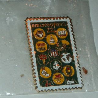 Girl Scout Postage Stamp Lapel Pin Pre - Owned