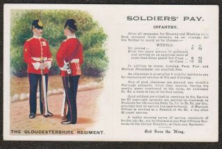Ww1 Soldiers Rates Of Pay Infantry Gloucestershire Regiment Gale Polden Postcard