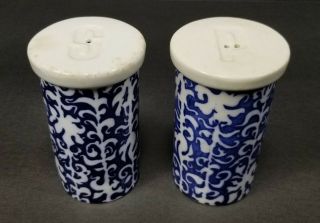 Classic Ceramic Blue & White Salt & Pepper Shakers Vintage Americana
