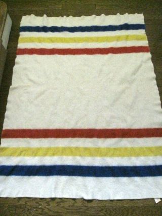 Vintage Jc Penney Golden Dawn 100 Wool Blanket Stripes 56 " X 72 "