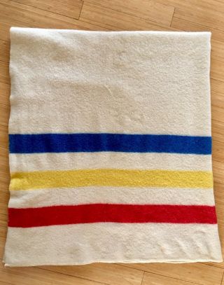 Vintage 50s Wool Blanket Fleecy Down; Large Size 70x82; Like Hudson Bay