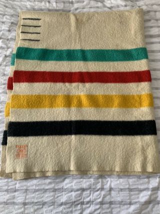 Vintage Hudson’s Bay 4 Point 100 Wool Blanket 85” X 70”