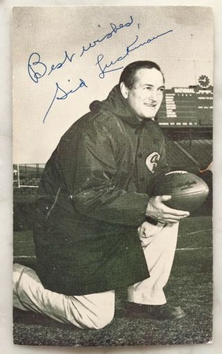 Sid Luckman Vintage Signed Autograph Photo Postcard (chicago Bears)