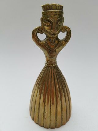 Brass Bronze Metal Bell - Lady Figural Bell