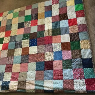 Patch Work Quilt Handmade 88 Inches By 110 Pattern Of Squares Different Fabrics