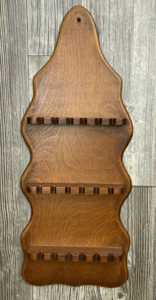 Vintage Wooden Spoon Display Rack Holder 18 Slots 3 Tiers