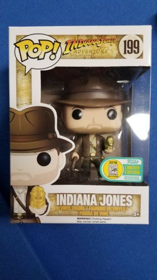 2016 Sdcc Funko Pop Indiana Jones With Idol 199 Disney Movies