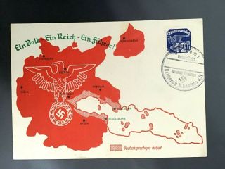 Very Rare German Color Nazi Ww2 Postcard " Ein Volk Ein Reich.  "