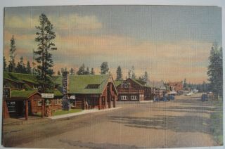 2 West Yellowstone MT Street Scene Old Postcards; Linen and Chrome; Signs 2