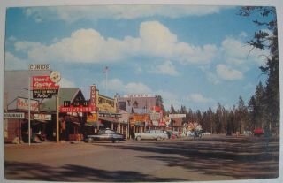 2 West Yellowstone MT Street Scene Old Postcards; Linen and Chrome; Signs 3