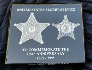 Authorized Us Secret Service Anniversary Lucite Encased Badge Set