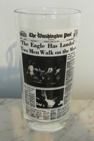 Apollo 11 Moon Landing Commemorative Headline Drinking Glass Washington Post