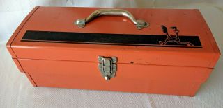 Vintage 1960s Mopar Plymouth Roadrunner Metal Tool Box Orange Black