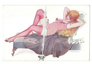 Artist Signed Maurice Pepin Art Deco Sexy Woman Risque Cigarette Postcard