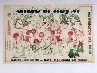 1974 May 14th Smoke - In Wash.  Square Yippie Poster Marijuana Legalize Mr Zig - Zag