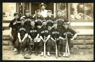 Kinderhook Michigan,  City Baseball Team At Clothing Store,  1910 Rppc Postcard