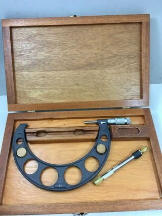 Vintage Brown & Sharpe 6 - 7 " Micrometer Ratchet Lock,  Carbide,  Box,
