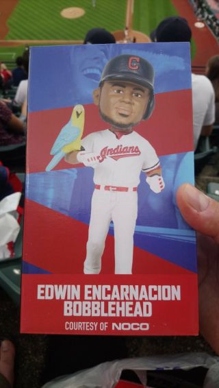 Edwin Encarnacion Bobblehead Sga With 2 Parrots Cleveland Indians Blue Jays