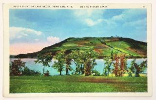 Postcard Penn Yan Ny Bluff Point Lake Keuka Finger Lakes York 1930 