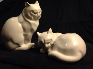 White Cats - Glazed Porcelain,  Made By 