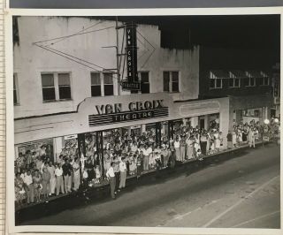 1960s Van Croix Movie Theatre Photo Melbourne Florida Crowd Street City Building