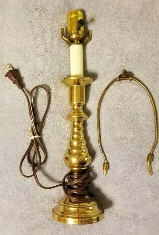 Vintage Virginia Metalcrafters Brass Beehive Candlestick Lamp