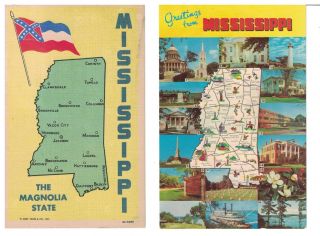 Greetings From Mississippi,  The Magnolia State,  Two Postcards