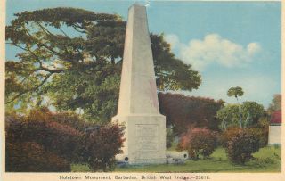 Holetown Monument Barbados British West Indies Postcard