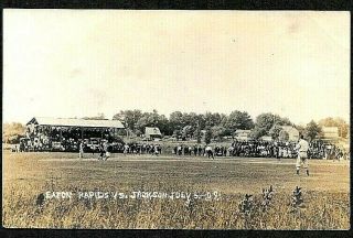 Eaton Rapids Vs.  Jackson Michigan Baseball Game At Stadium,  1909 Rppc Postcard