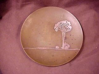 Heintz Art Metal,  Tray With Applied Sterling Tree/landscape Desn. ,  Marked,  Excel.