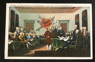Signing Of The Declaration Of Independence Philadelphia Pennsylvania Pa Postcard