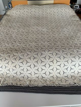 Vintage Hand Made Star Crochet White Bed Coverlet Bedspread 102”x71”