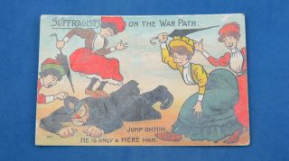 Political Comic Postcard 1900s Suffragette Votes Women Police On The War Path