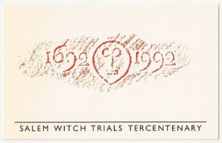 Salem Witch Trials Tercentenary Salem Ma Vintage Postcard 869