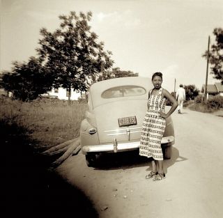 1950s Era Photo Negative Car Girl Seneca South Carolina Dirt Road Fashion Show