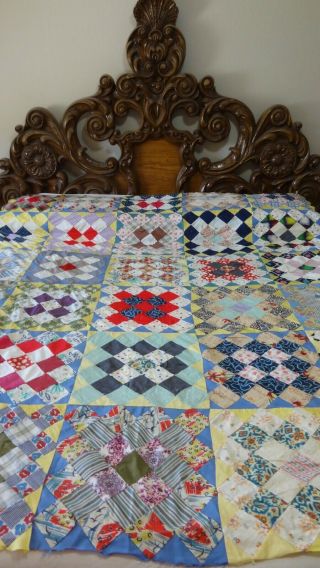 Great Vintage Grandmother’s Pride Quilt Top W/some Feed Sacks L54.