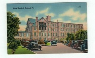 Pa Ashland Pennsylvania Antique Linen Post Card State Hospital View