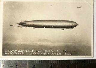 Rppc The Graf Zeppelin Over Oakland World Tour Tokyo To California Real Postcard