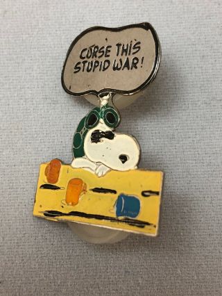 Vintage Snoopy Peanut Pin Pinback Curse This Stuipd War